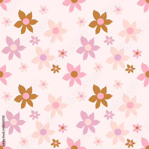 Seamless floral pattern, seamless pattern of daisy flowers on a soft pink background. Ideal for textiles, background, wallpapers, and gift wrapping.