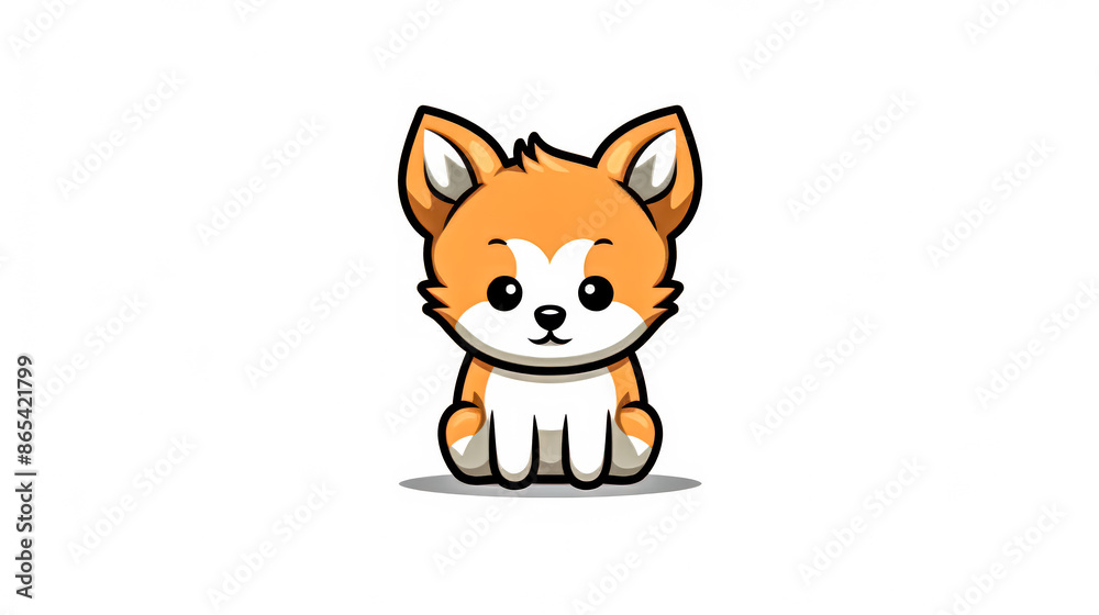 A cute cartoon dog is sitting on a white background A cute cartoon dog is sitting on a white background