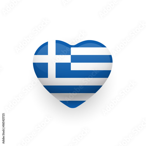 Greek flag shaped as heart icon design. National pride of Greece. Vector illustration.