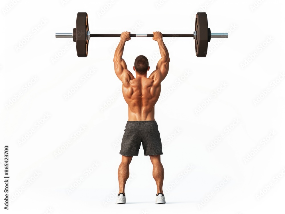 Man lifting weights overhead Man lifting weights overhead