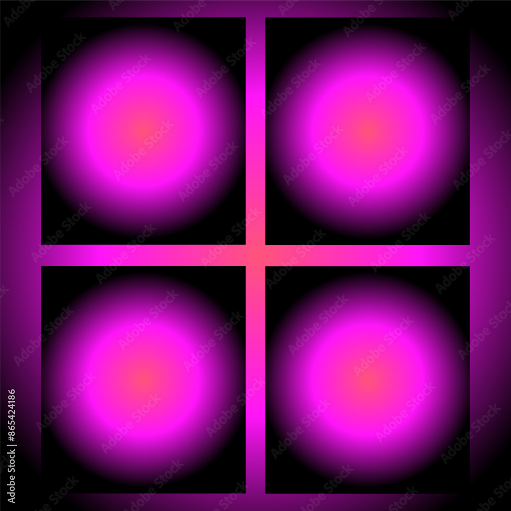 Fototapeta premium Abstract Geometric Pattern with Neon Pink and Black Gradient Circles in Grid – Modern Digital Art Design.