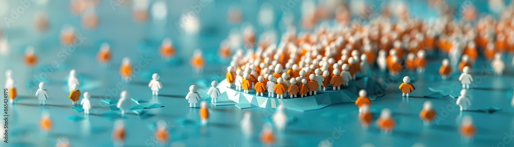 Fototapeta premium Abstract crowd of miniature figures in various colors.