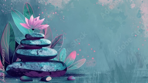 Mindfulness incorporating Zen Stones and Lotus Flower
