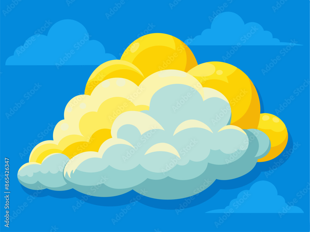 A cartoon illustration of a cloud on a blue background A cartoon illustration of a cloud on a blue background