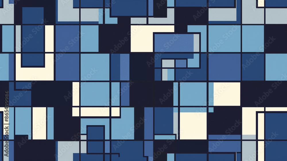 Dark blue & light blue De Stijl Seamless Pattern Dark blue & light blue De Stijl Seamless Pattern