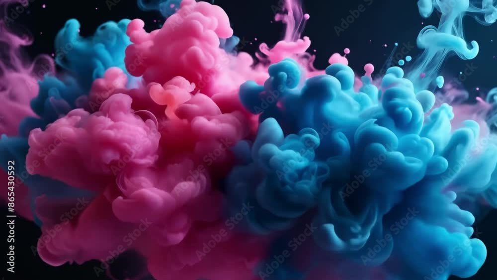 pink and blue Ink drop in water, enchanting color explosion smoke vapor cloud 4K pink and blue Ink drop in water, enchanting color explosion smoke vapor cloud 4K