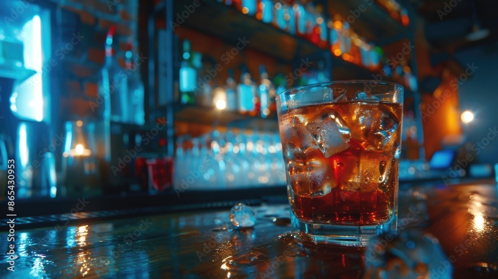 Glass of Ice on Bar