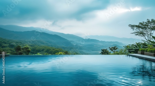 Wallpaper Mural Serene Infinity Pool Overlooking Misty Mountain Landscape for Travel and Wellness Torontodigital.ca