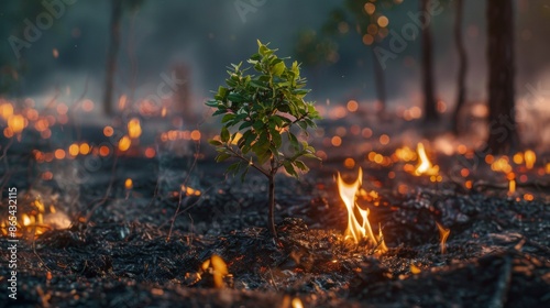 Little tree grow over forest fire  © lastfurianec
