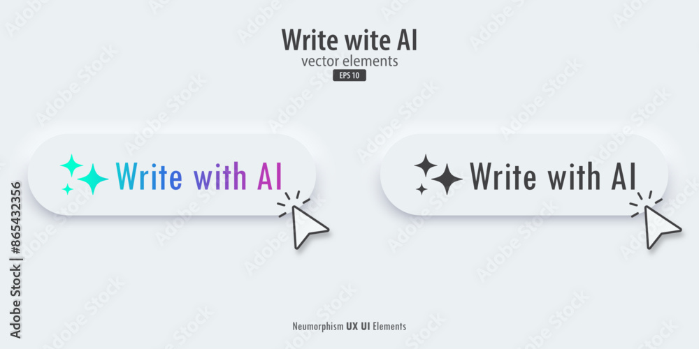 Write with AI button. White buttons with Write with AI text. 3D ...