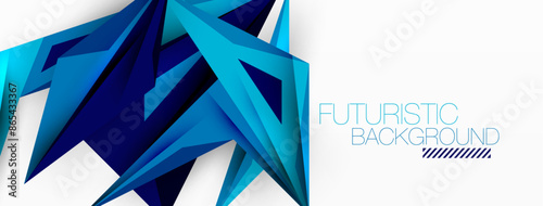 Minimal geometric abstract background. Low poly dynamic triangle design. Trendy techno business template for wallpaper, banner, background or landing