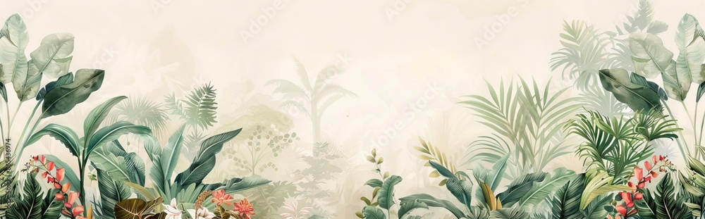 Abstract artistic background. Leaves, tropical, forest, palm. Textured background. Watercolor illustration. modern Art. Wall art, mural, wallpaper. AI generated illustration Abstract artistic background. Leaves, tropical, forest, palm. Textured background. Watercolor illustration. modern Art. Wall art, mural, wallpaper. AI generated illustration