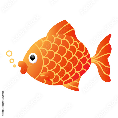 Cartoon golden fish isolated on white background. vector gold fish.