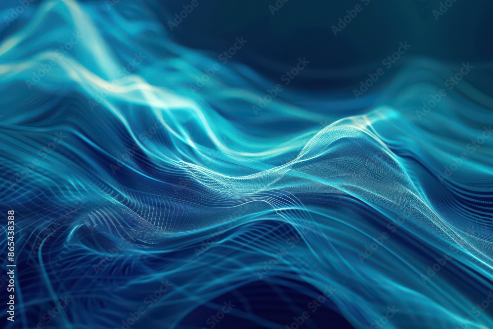 Fototapeta premium Abstract Blue Wave Pattern Digital Art for Technology and Design Projects