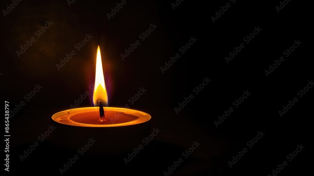 Serene candle flame burning brightly against a backdrop of deep darkness, imparting a sense of comfort and reassurance Serene candle flame burning brightly against a backdrop of deep darkness, imparting a sense of comfort and reassurance