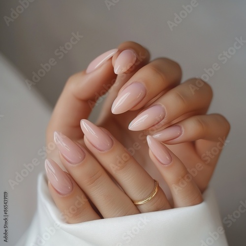 Elegant Nude Almond Press-On Nails