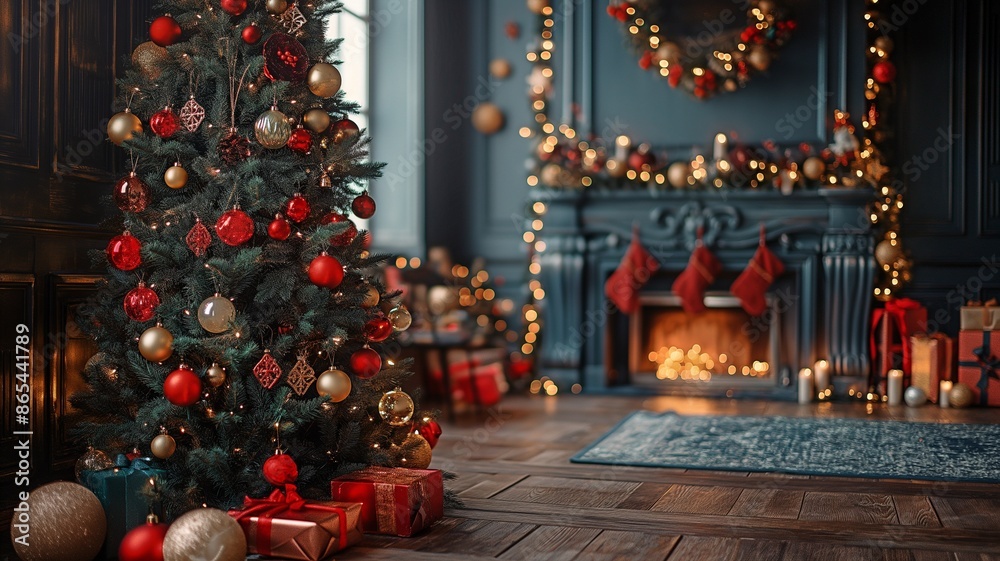 Fototapeta premium The backdrop of the new year Holiday décor for Christmas homes
