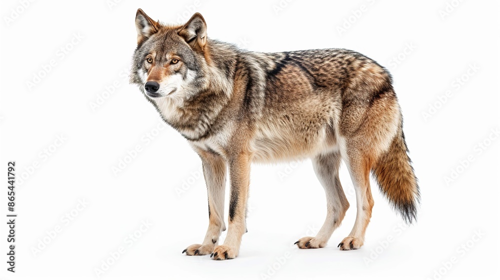 Fototapeta premium Gray wolf isolated on white background Generative AI