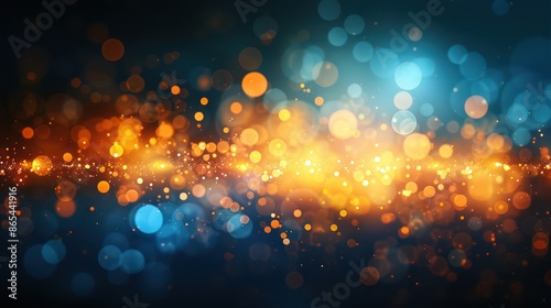 Vibrant abstract image with blue and orange bokeh light effects.