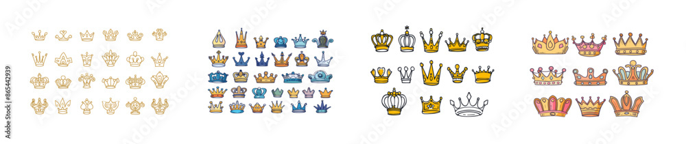 Hand-drawn modern illustration of a simple graffiti crown, an elegant queen or king crown.