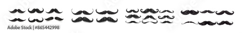 Modern illustration of vintage mustaches, fake mustaches, and curly haired moustaches with a retro twist