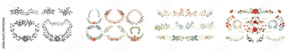 An ornamental template set with a flower and leaf emblem, decorative frame, and ornamental framed text. The ornament is decorated with a leaf branch emblem and is framed with an ornamental frame text An ornamental template set with a flower and leaf emblem, decorative frame, and ornamental framed text. The ornament is decorated with a leaf branch emblem and is framed with an ornamental frame text