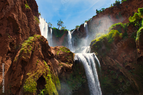 Cascadas de Ouzoud is a popular tourist attraction in Morocco, located in the Atlas Mountains. The name 