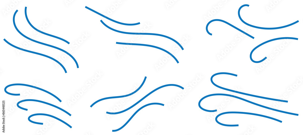Set of wave shapes, wave formats, shapes, wave forms of water or wind flows. symbol shapes of wind and water waves flow. colorful fill icons Set of wave shapes, wave formats, shapes, wave forms of water or wind flows. symbol shapes of wind and water waves flow. colorful fill icons