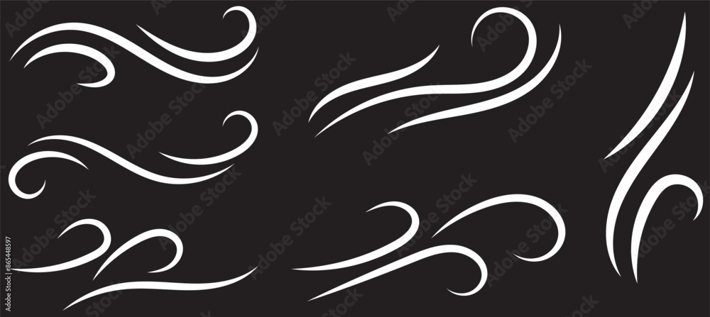 Set of wave shapes, wave formats, shapes, wave forms of water or wind flows. symbol shapes of wind and water waves flow Set of wave shapes, wave formats, shapes, wave forms of water or wind flows. symbol shapes of wind and water waves flow