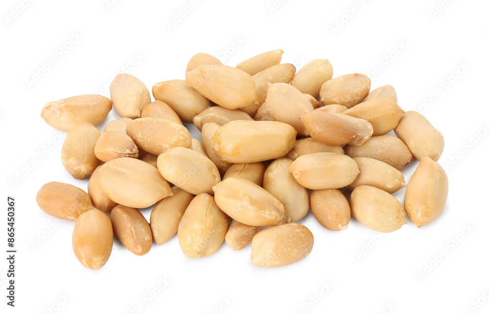 Pile of fresh peeled peanuts isolated on white Pile of fresh peeled peanuts isolated on white
