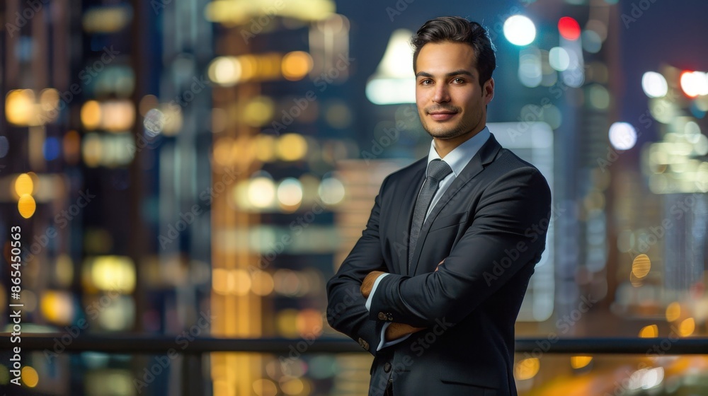 A professional headshot of a businessperson in front of a city skyline, projecting confidence and success A professional headshot of a businessperson in front of a city skyline, projecting confidence and success