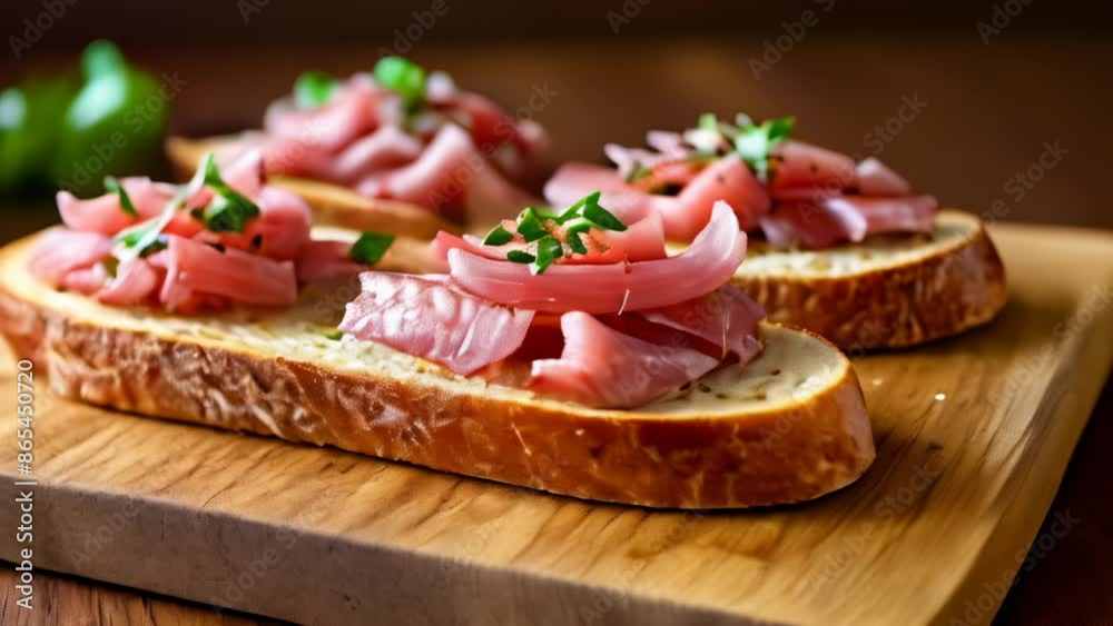 Deliciously prepared appetizers on rustic wooden board Deliciously prepared appetizers on rustic wooden board