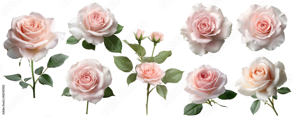Set of beautiful pink roses isolated on transparent background. Set of beautiful pink roses isolated on transparent background.