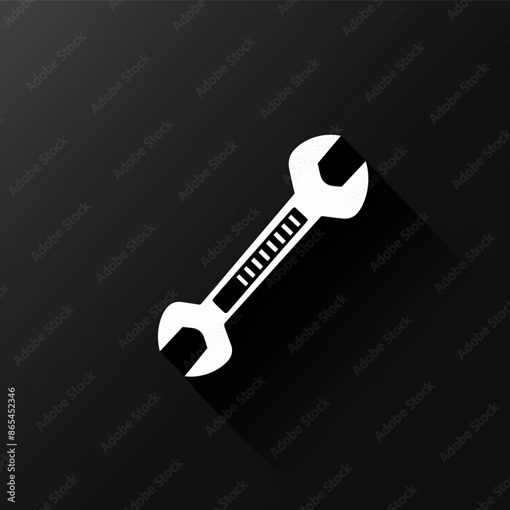 A minimalist vector logo of a wrench in black and white, perfect for industrial branding and design projects. A minimalist vector logo of a wrench in black and white, perfect for industrial branding and design projects.