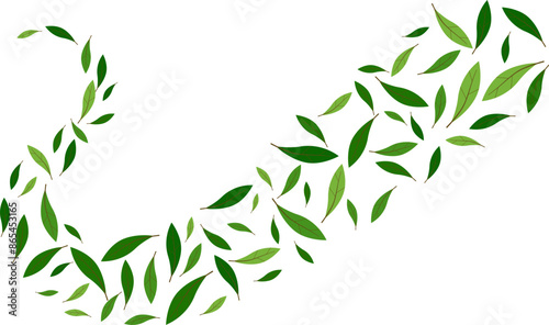Nature floating green leaves flying decoration freshening greenery ecology illustration