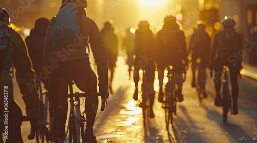 the rear of a group of cyclists in the morning © Imron