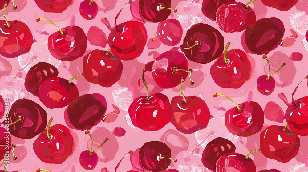 Cherry red & bubblegum pink Fauvism Seamless Pattern Cherry red & bubblegum pink Fauvism Seamless Pattern