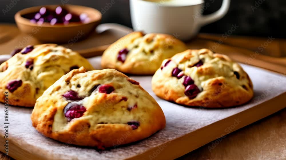 Delicious scones with berries perfect for a cozy afternoon tea Delicious scones with berries perfect for a cozy afternoon tea
