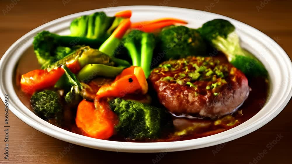 Deliciously balanced meal meat and vegetables in harmony Deliciously balanced meal meat and vegetables in harmony