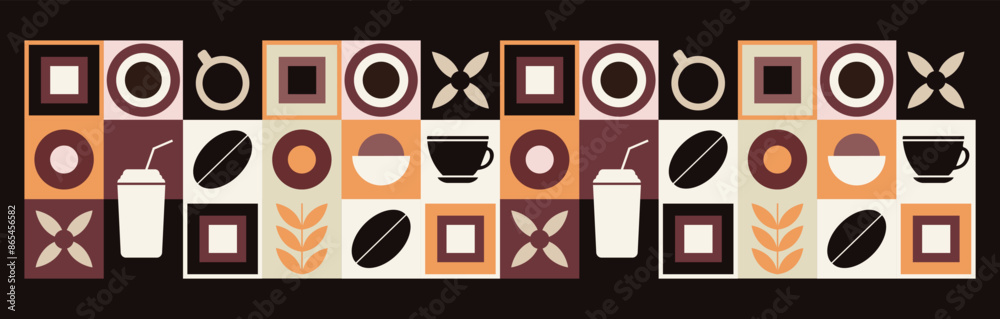 Fotografie Geometric pattern coffee design brown color pattern for banner poster coffee pac