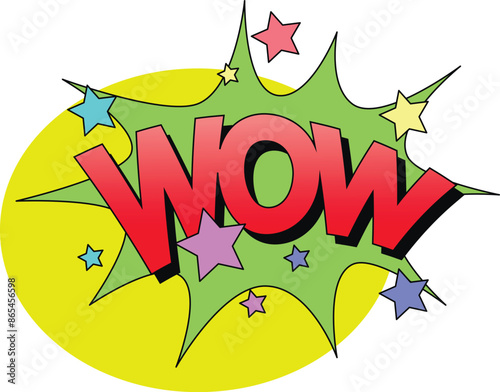 The inscription is wow in the style of a comic for sales, banners, postcards