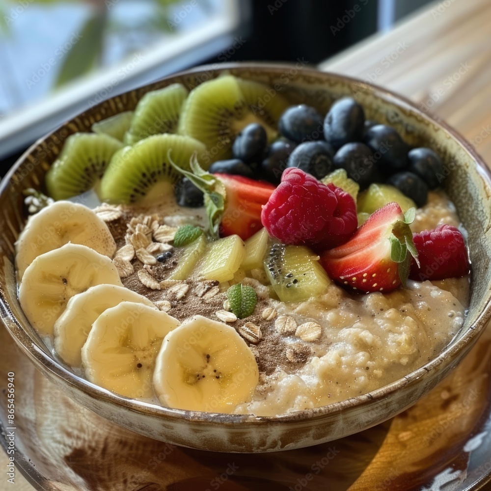 A cup of granola with yogurt or oatmeal, with fresh berries and fruits. A healthy and nutritious breakfast. A cup of granola with yogurt or oatmeal, with fresh berries and fruits. A healthy and nutritious breakfast.