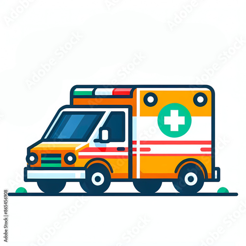 Colorful ambulance vector illustration on isolated white background