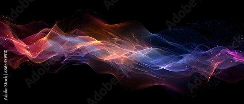 abstract colorful smoke waves on black background,abstract background with glowing wavy lines in blue and purple colors