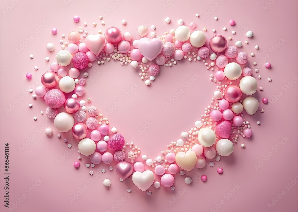 Pastel pink Valentine's Day background with a stunning heart shape love concept, festive and joyful panoramic copy space for happy holiday celebrations. Pastel pink Valentine's Day background with a stunning heart shape love concept, festive and joyful panoramic copy space for happy holiday celebrations.