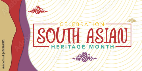 South Asian Heritage month (18 July / 17 August) banner
. South Asian Heritage month celebration. Vector banner with abstract mandala symbol ornament on red background. Greeting card, banner design.
