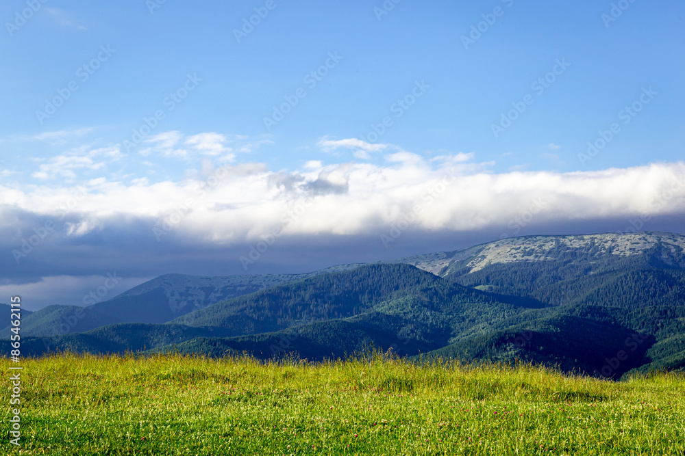Beautiful landscape in the mountains, sky with clouds. Beautiful landscape in the mountains, sky with clouds.