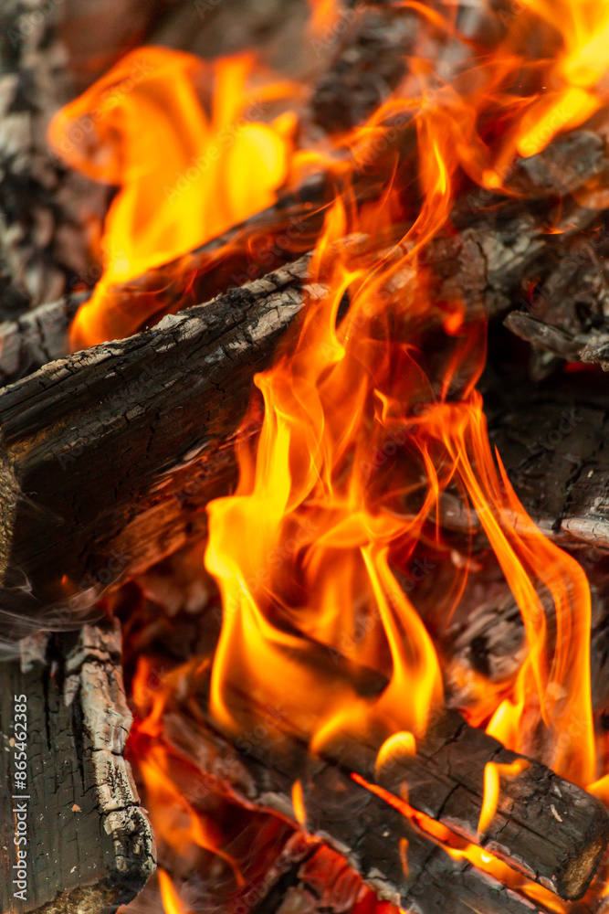 Close-up of blazing flames, wood that is burning. Close-up of blazing flames, wood that is burning.