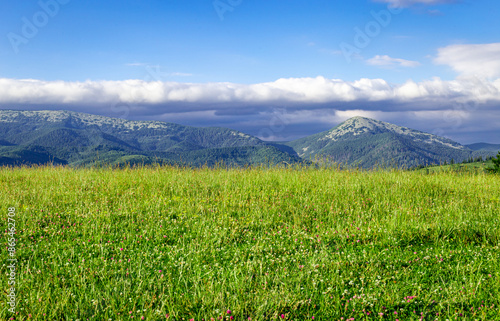 Beautiful landscape in the mountains, sky with clouds. photo