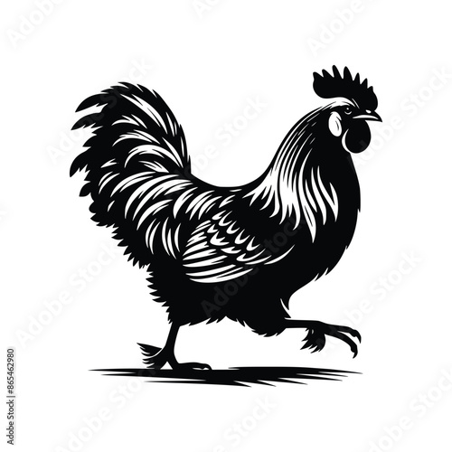 Beautiful Chicken Black Color Vector Illustration silhouette